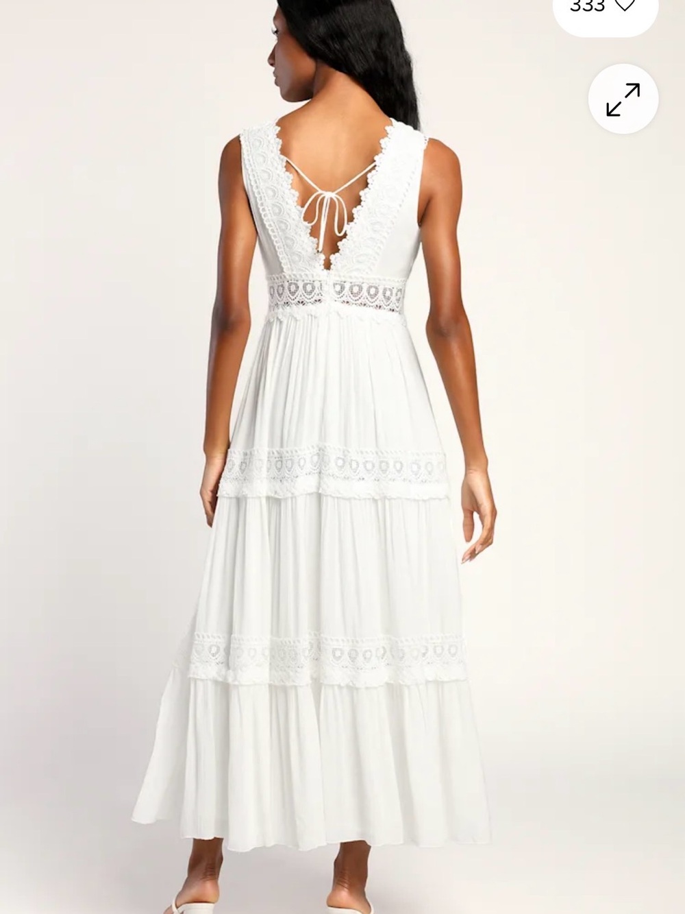 Lulus Spanish Sun White Sleeveless Tiered Lace Maxi Dress Size Medium - Picture 2 of 11